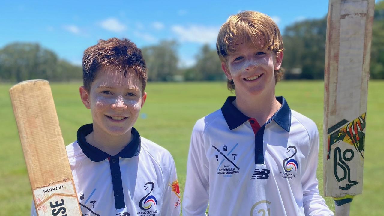 Maroochydore junior cricket duo Max Bloomfield and Will Albury.