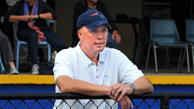 Beaten leadership candidate Peter Dutton watches his son play rugby in Brisbane on Saturday.