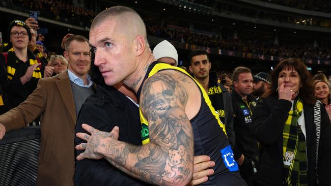 Dustin Martin is set to play his 301st game against Carlton on Sunday but could be rested more in the second half of the season. Picture: Graham Denholm / Getty Images