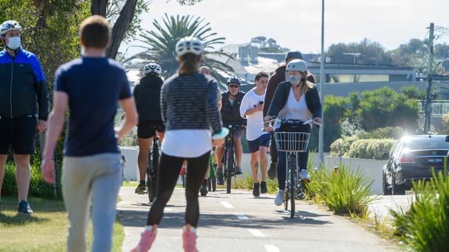 People out and about Brighton Beach last weekend. Picture: Jay Town