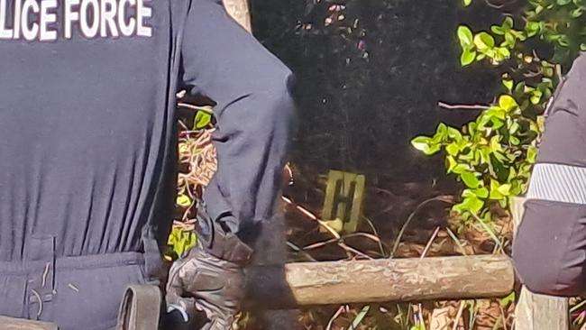 The crime scene in dunes adjacent to Jetty Beach at Coffs Harbour Picture: Toni Moon.