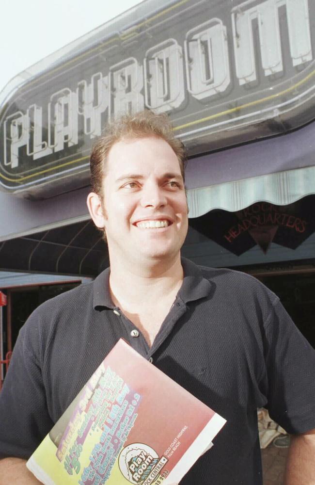 Former manager and owner of The Playroom Andrew ‘Archie’ Cox outside the Tallebudgera venue in 1997. Picture: News Limited.