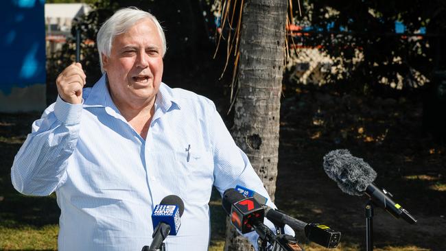 Clive Palmer announces a $15,000 sponsorship package for the Saints Cricket Club in Townsville. Picture: Cameron Laird.