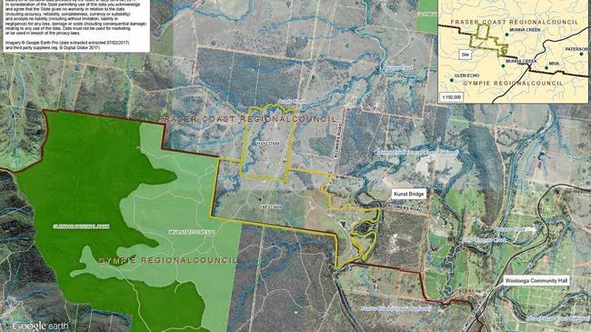 A proposed locality plan of the new 400.67ha Munna Creek Solar Farm, which was approved by the Fraser Coast Regional Council last week. Picture: Contributed