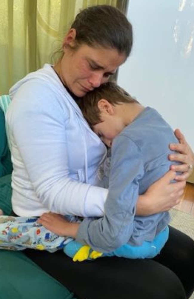 Christian Adamski, 8, with mum Marta. Christian died of brain cancer on September 30. Picture: Supplied.