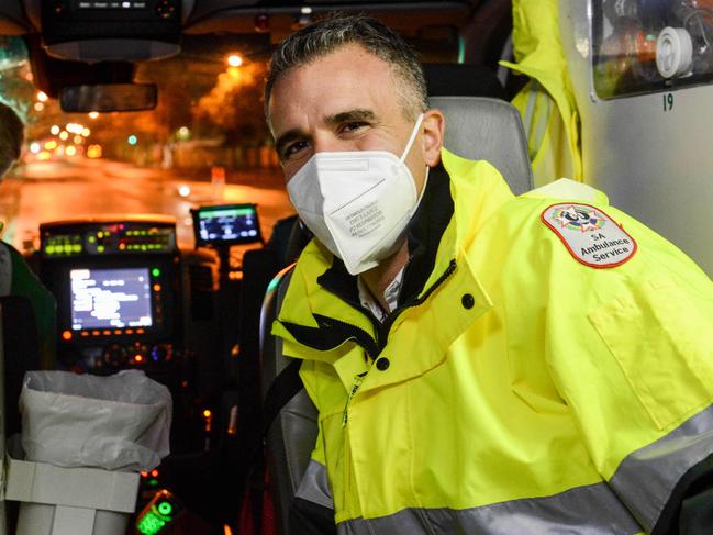 JUNE 4, 2022: South Australian Premier Peter Malinauskas spent a night with paramedics in an ambulance. PHOTO:  Brenton Edwards