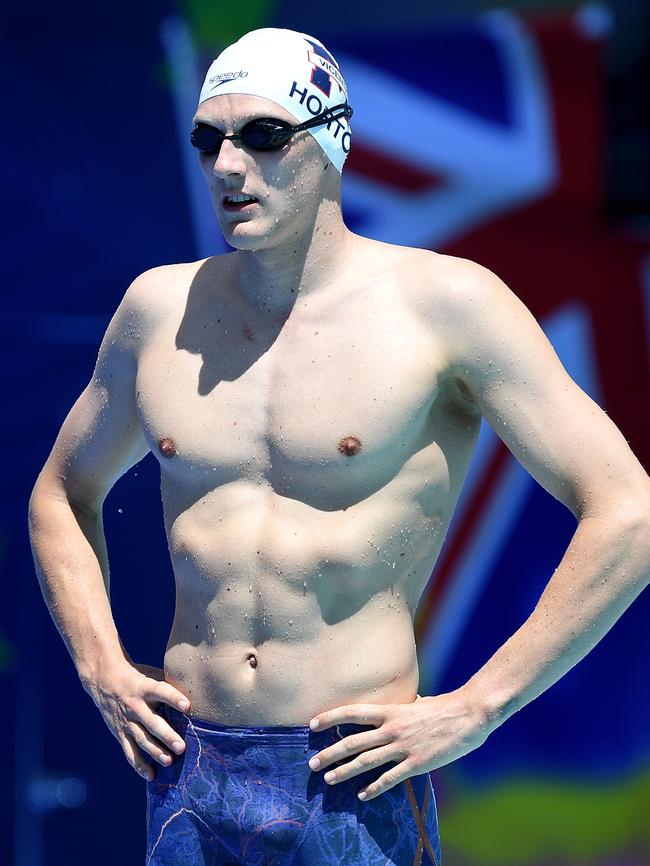 Mack Horton prepares for his race before the start of the heats of the Men's 400m Freestyle event during the 2018 Australia Swimming National Trials at the Optus Aquatic Centre on the Gold Coast earlier this month. Picture: Bradley Kanaris/Getty Images