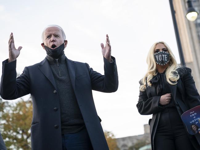 Joe Biden and Lady Gaga during the election campaign. Picture: Getty