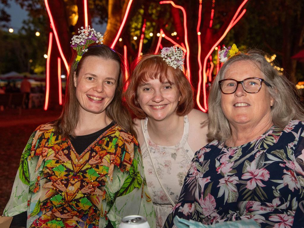 (From left) Tiffany Davis, Phoebe Barclay and Andrea Membery. Toowoomba Carnival of Flowers Festival of Food and Wine. Friday, September 13, 2024. Picture: Nev Madsen