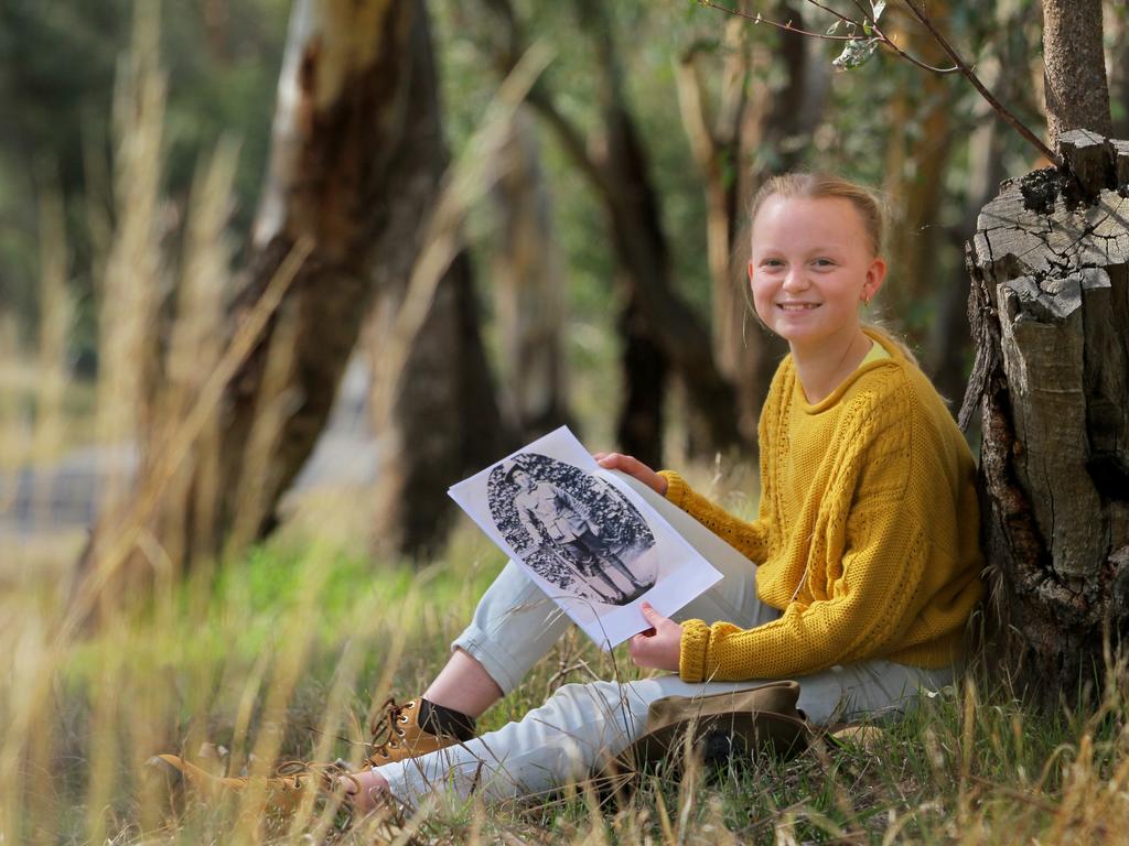 Aliera Tucker, 11, from Jindera, has written a letter to thank Australian veterans including her great grandfather Francis Paxton Martin who fought in WWI and her grandfather David Martin who fought in Vietnam and is a board member of the State RSL board for Victoria. Picture: David Thorpe