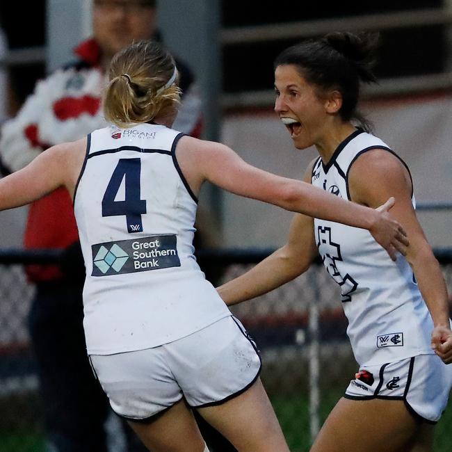 Jessica Dal Pos celebrates a goal.