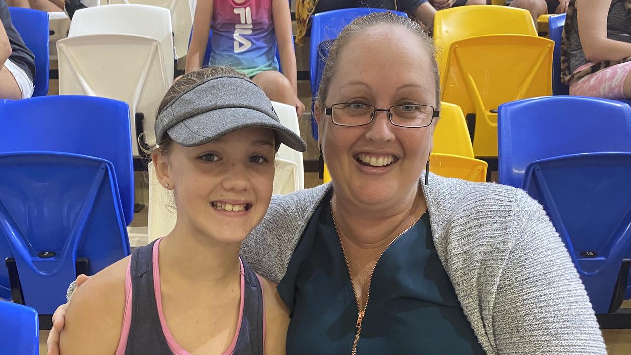 Sienna Young, 10 and Katie Young at the Sunshine Coast Lightning school holiday clinic.