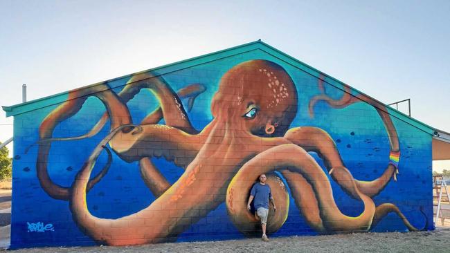 WORK OF ART: Brisbane artist Dan Krause designed and painted this unique mural for Wet Dreams Aquatics at Hatton Vale. Picture: Contributed