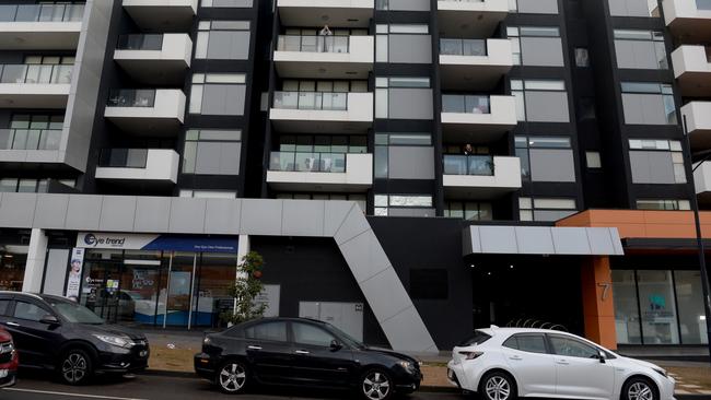 The Ariele apartment complex in Maribyrnong where the removalists infected residents. Picture: Andrew Henshaw