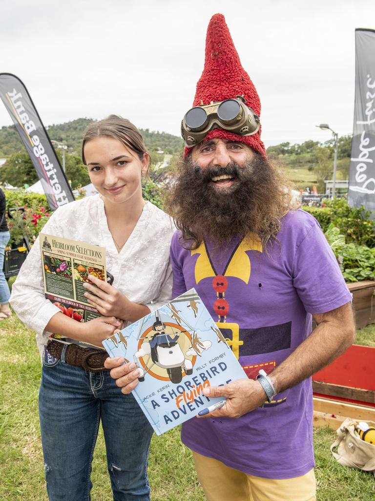 Mia Pascoe 15 yo had the chance to meet Costa Georgiadis. Mia has grown up admiring the Gardening Australia host for over ten years. Toowoomba Royal Show. Saturday, April 1, 2023. Picture: Nev Madsen.