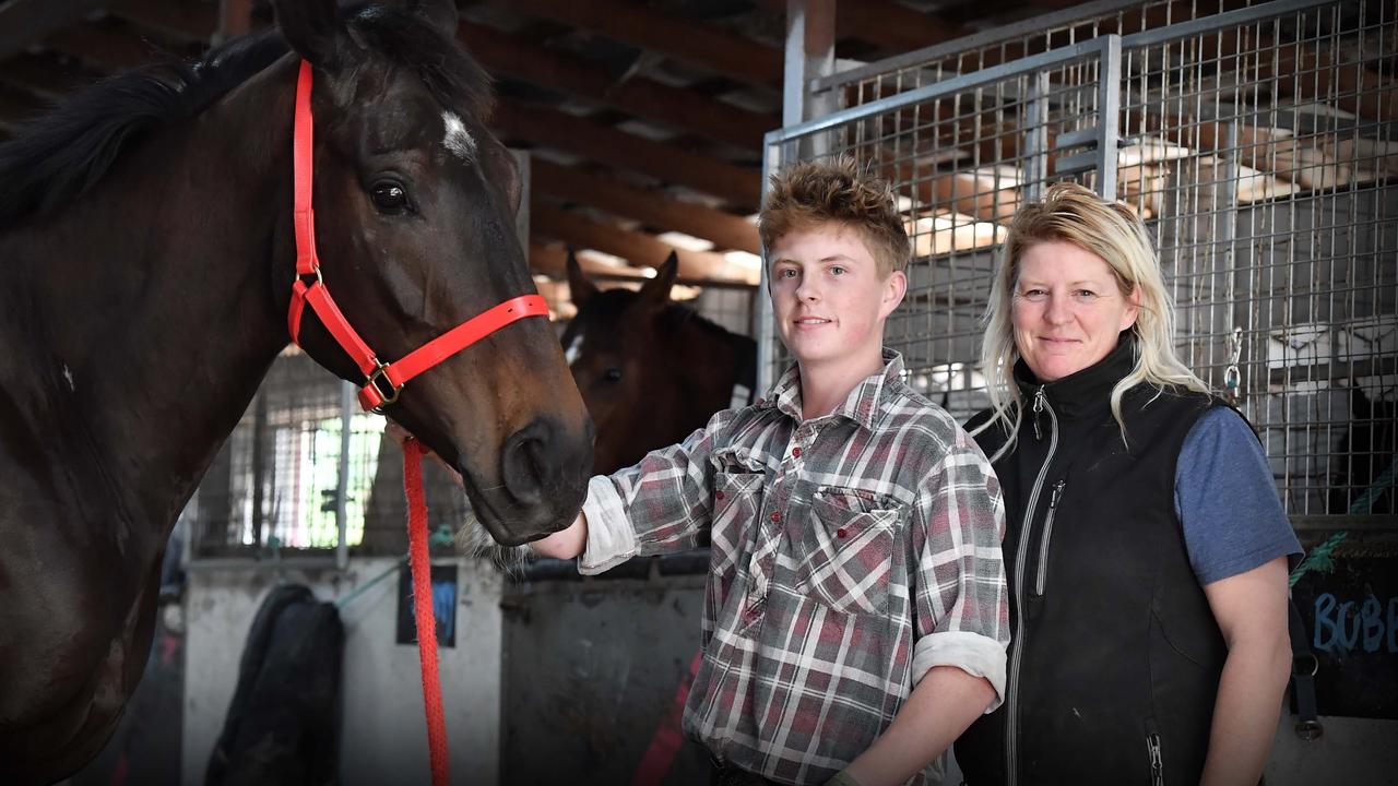 Former New Zealand racing trainers now based on the Sunshine Coast, Kerry and Ian Taplin and their son Jack. Picture: Patrick Woods.