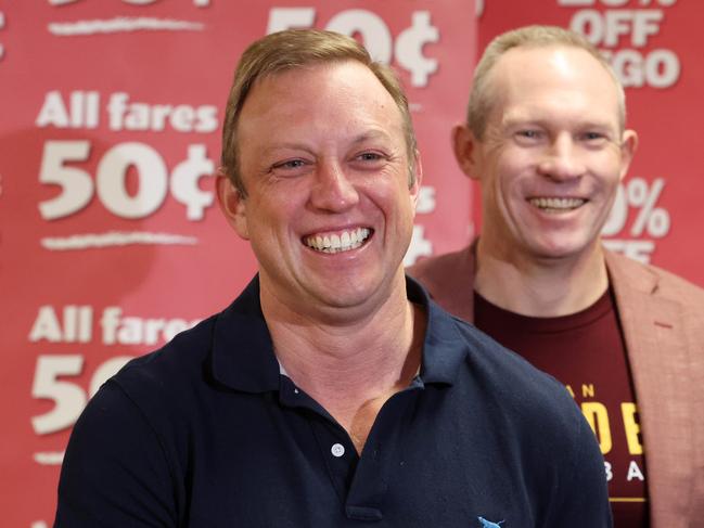 Premier Steven Miles and Member for Springwood, Minister Mick de Brenni at Logan Basketball to announce more money for local sporting clubs, Shailer Park. Picture: Liam Kidston