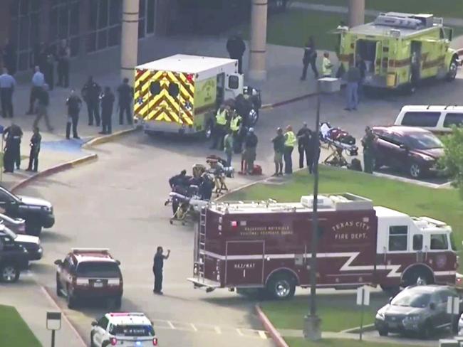 Emergency services and police rushed to the school near Houston after an active shooter was reported on campus. Picture: KTRK-TV ABC13 via AP