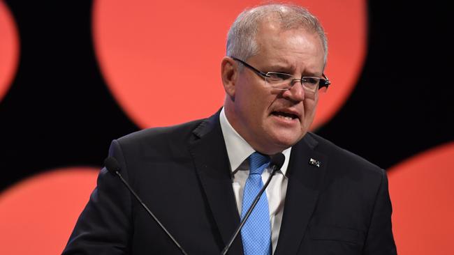 Scott Morrison outlines the government’s stimulus package. Picture: AAP.