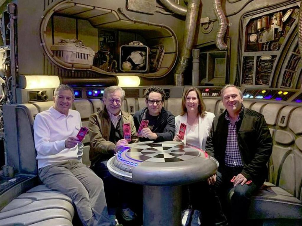 Disney president Robert Iger, directors Steven Spielberg and JJ Abrams and producer Kathleen Kennedy at new Star Wars attraction at Disneyland. Picture: Instagram