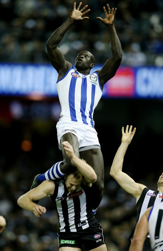 Majak Daw takes off. Picture: Michael Klein