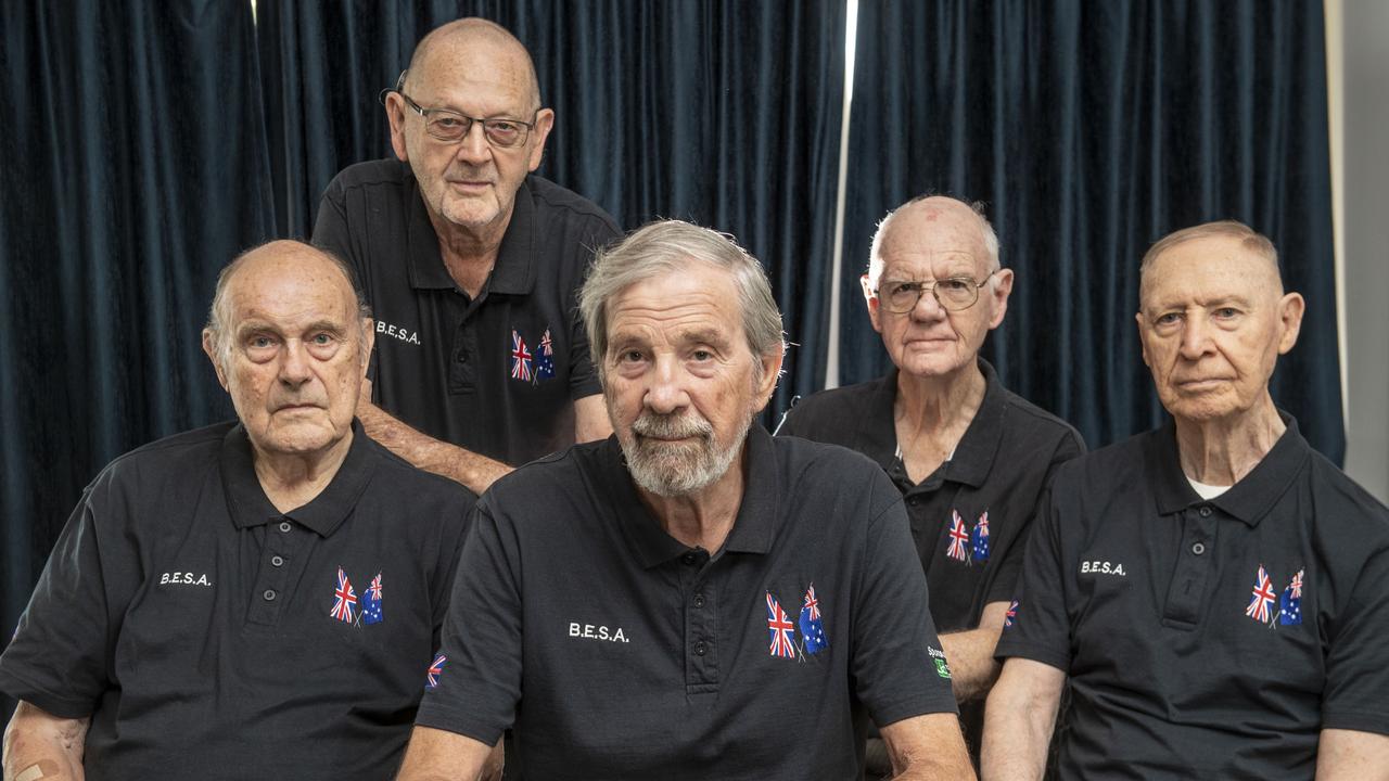 Ex British Services Association members have paid tribute to the late Queen Elizabeth II (Back from left) Albert Davies and Keith Smith - secretary. (front from left) Eric Pratt QC - retired president, Ken Barclay - chairman and Ron Parsons. Picture: Nev Madsen.