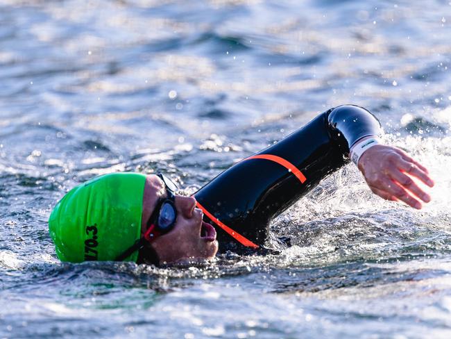 Competitors in the Ironman 70.3 Tasmania in Hobart Picture: Linda Higginson