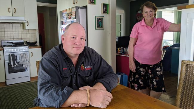 Wagga Neighourhood Watch president Wayne deaner and his mother, Cheryl Bartholomew, at home after following the required 14-day self-isolation after returning from the Philippines and are now cleared of coronavirus. Picture: Toby Vue