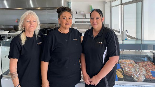 Kerri Connors, Jade Aubrey and manager Ashlee Dockery from Seaside Takeaway Hervey Bay.