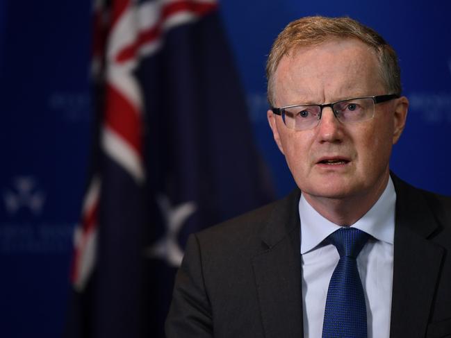 Governor of the Reserve Bank of Australia (RBA) Phillip Lowe speaks to the media during a press conference in Sydney, Tuesday, April 21, 2020. (AAP Image/Joel Carrett) NO ARCHIVING