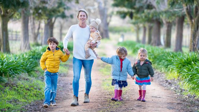 Virginia Tapscott with her four children. Picture: Simon Dallinger