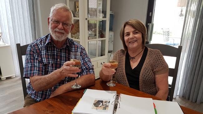 Stories to be told: Vernon Knight and Sandra Bailey celebrate the completed draft of <i>The Mallee’s Living Histories</i>. They both wrote stories and also oversaw the entire publication.