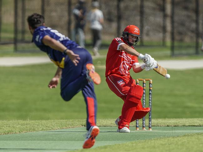 Sorrento batsman Jedd Falck cuts.