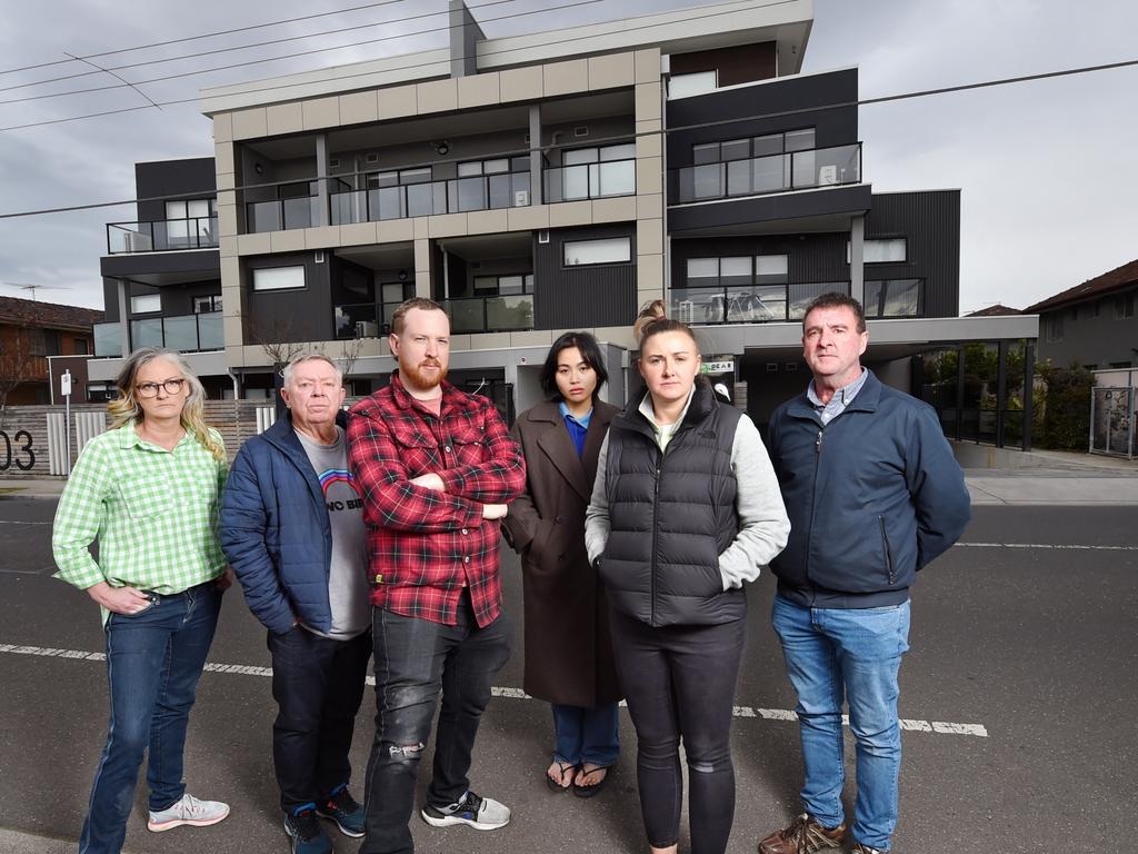 The apartment owners, many of them first home buyers, are demanding answers regarding how the regulator allowed the highly defective flats to be sold to them. Picture: Nicki Connolly/news.com.au