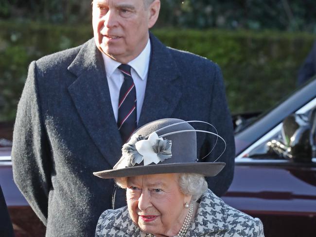 Queen Elizabeth with her son Prince Andrew in January. Picture: Getty Images