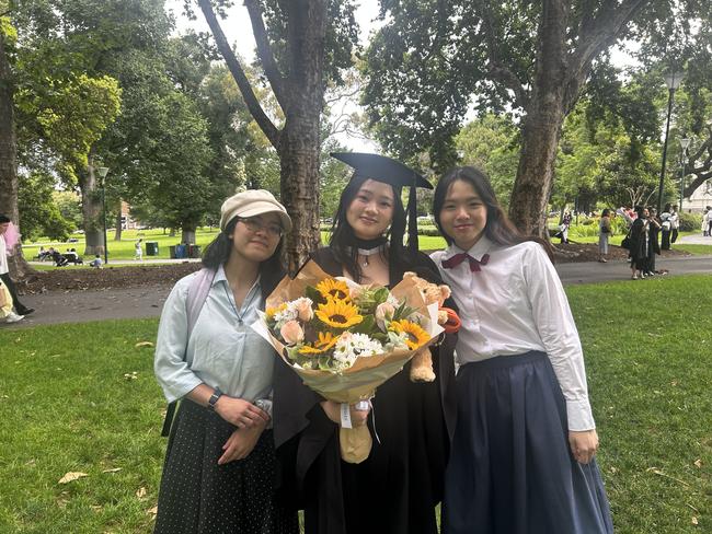 Winnie Ho and her friends at the University of Melbourne's Faculty of Architecture, Building and Planning graduation ceremony at the Royal Exhibition Building on December 6, 2024. Picture: Harvey Constable