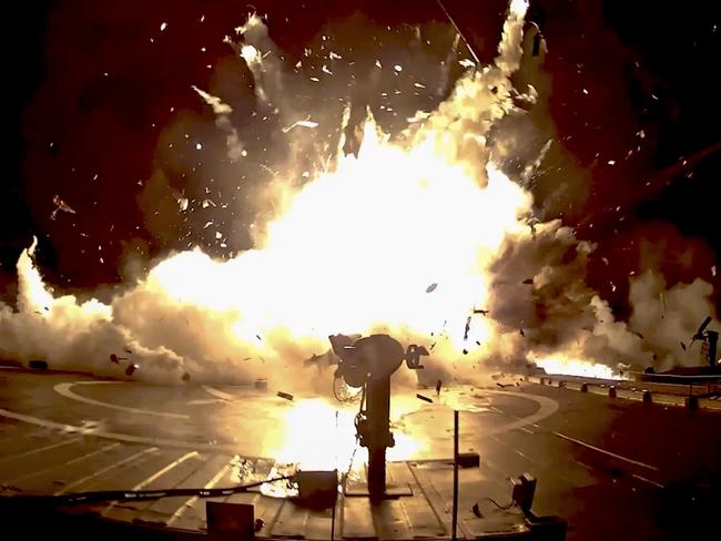 One of the unsuccessful landings of the company's orbital rocket boosters. Picture: SpaceX via AP