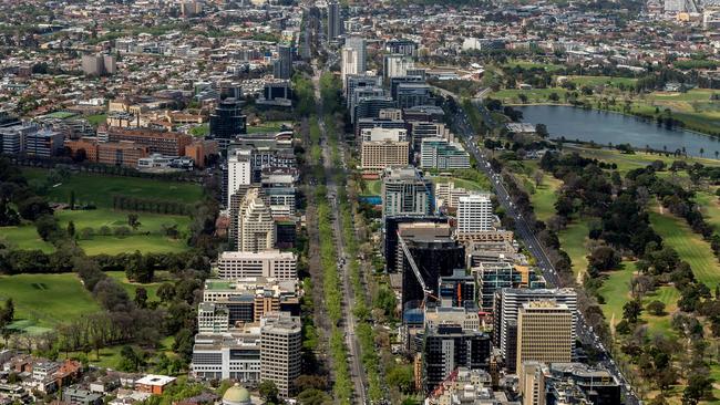 Looking down St Kilda Road.