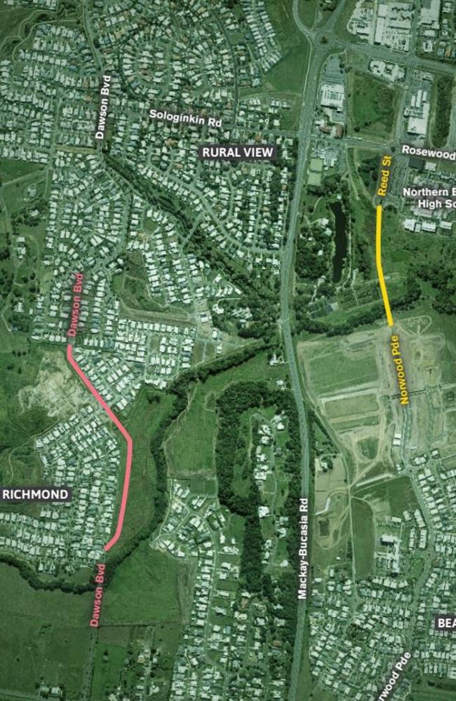 Two parallel roads are being pitched to state government to ease congestion on the Mackay-Bucasia Rd. Photo: Mackay regional council