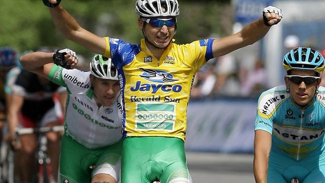 Matt Wilson after winning the Herald Sun Tour race in Melbourne in 2007.