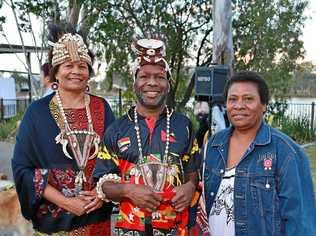 L-R Theresa Stanke, Andrew Wewara and Nancy Wewara at the Cultural Festival. Picture: Liam Fahey