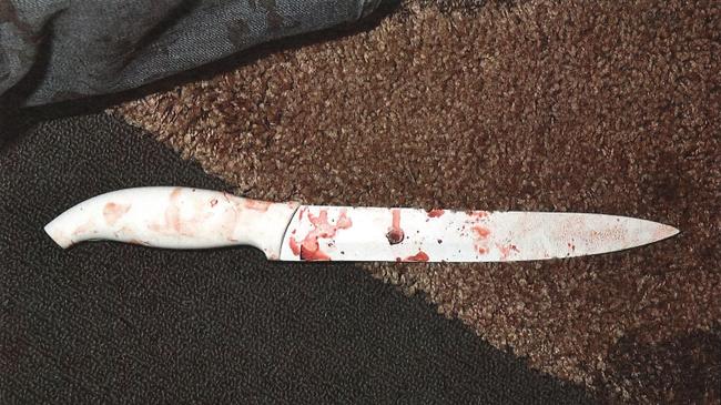 The bloodied knife Mr Caposiena used to stab Cassidy before being shot. Picture: Supplied