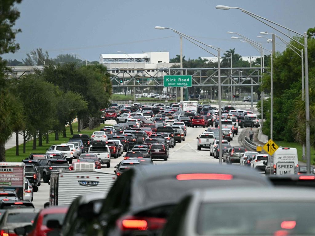 Cars were stuck in traffic after police blocked the road in West Palm Beach, Florida, following the incident. Picture: Chandan Khanna/AFP