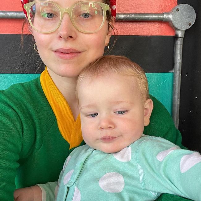 Jessie Cave with her son who tested positive for COVID-19 at 3 months old.