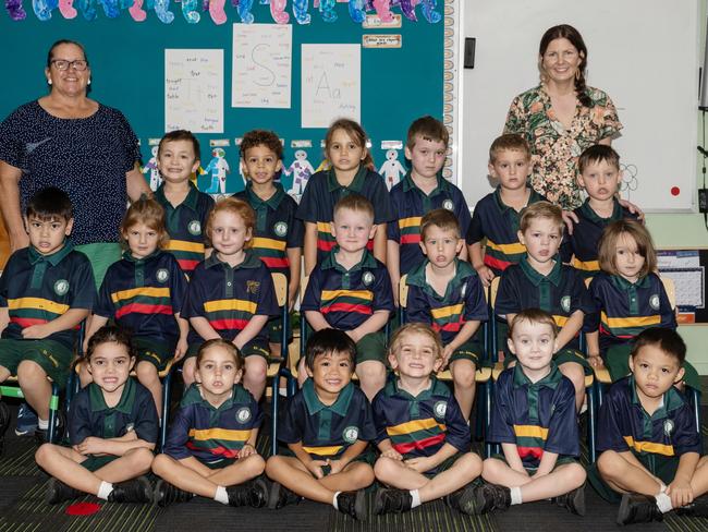 St. Josephs Catholic Primary School Prep C Back row:Teacher Aide Mrs Harris, Frederick, Juderra, Lottie, Harrison, Tom, Carter Teacher Mrs Casey Middle row: Matteo, Sabre, Avery, George, Henry, Charles, Isla Front row:Frankie, Bonnie, Elijah, Arlo, Teddy, Quyen Picture: Michaela Harlow.