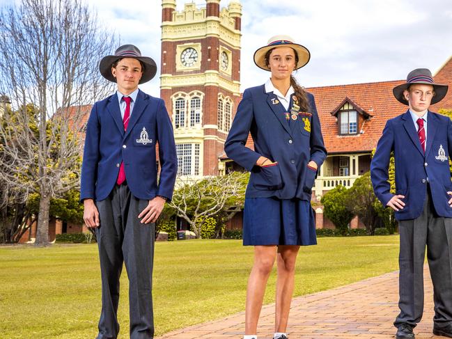 18-year-old Rose Mayne from St Hilda's Southport (centre) with brothers William (age 16) and Lachlan (age 14) from The Southport School, Sunday, August 30, 2020 - Picture: Richard Walker