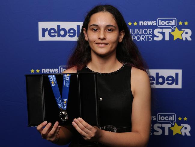 Isobelle Padilla won the Liverpool Leader Junior Sport Star Award at the NewsLocal Junior Sports Star Award Presentation evening at Waterview in Bicentennial Park, Homebush.