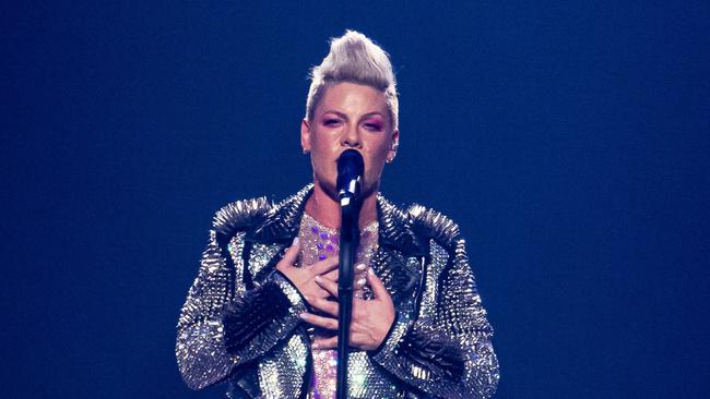 US singer Pink (P!nk) performs on stage at the Paris La Defense Arena, in Nanterre, western Paris,Picture: AFP