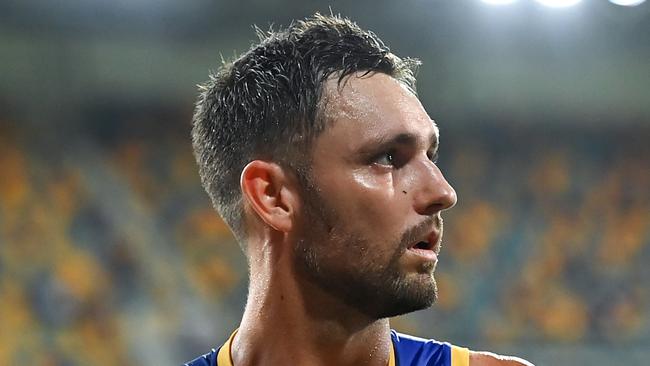 BRISBANE, AUSTRALIA - MARCH 24: Jack Gunston of the Lions looks on after his team's victory during the round two AFL match between Brisbane Lions and Melbourne Demons at The Gabba, on March 24, 2023, in Brisbane, Australia. (Photo by Albert Perez/AFL Photos via Getty Images)