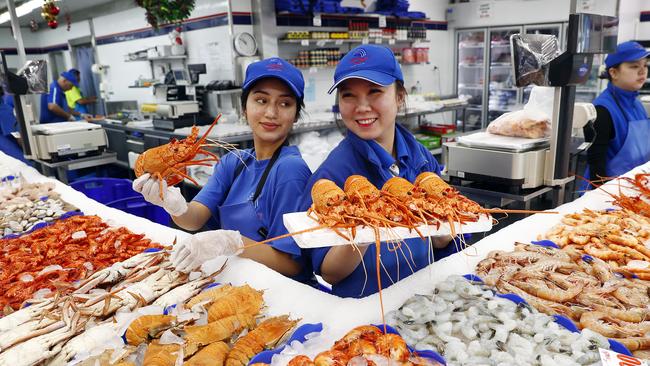 Lobsters on sale at the Sydney Fish Markets Picture: Sam Ruttyn